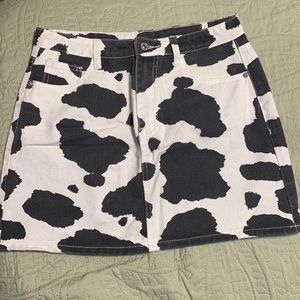 SHEIN Cow Print Jean Skirt
